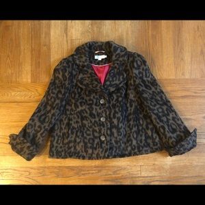 Leopard faux fur swing jacket